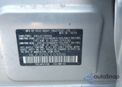 2015 Subaru Xv Crosstrek 2.0I Premium из США, поврежденный, VIN JF2GPADC3F8248646